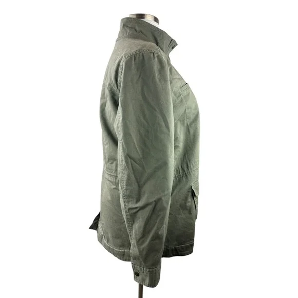 LL Bean Classic Utility Jacket Sherpa Lined Army Green Zip Snap Women's Size XL - Picture 5 of 13